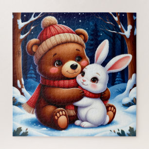 Cute Bear Holding Bunny Jigsaw Puzzle