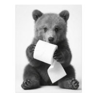 Cute Bear Holding Toilet Paper Funny Minimalist