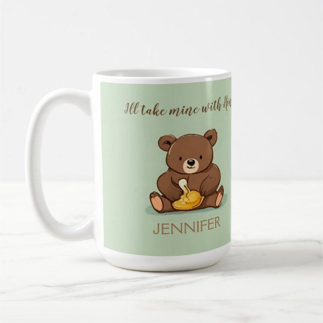 Cute Bear Honey Jar Custom Coffee Mug (Left)