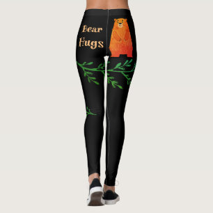 Cute Bear Hugs Quote Safari Orange Black Leggings