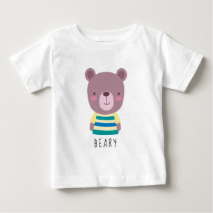 Cute Bear Illustration - Customizable Baby T-Shirt