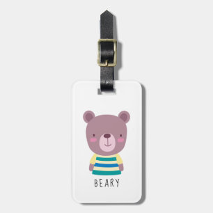Cute Bear Illustration - Customizable Luggage Tag