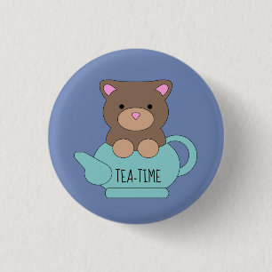 Cute Bear in Blue for Pretty Teapot Parties 1 Inch Round Button