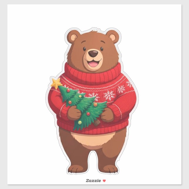 Cute Bear In Christmas Sweater (Sheet)