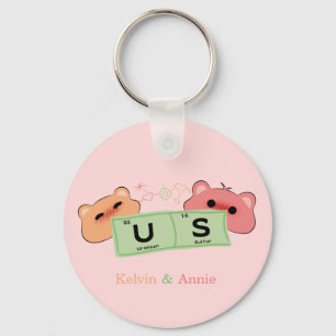 Cute Bear In Love "Us" Personalize Couple Keychain