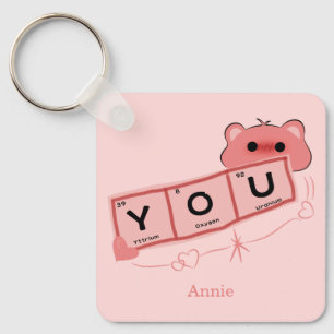 Cute Bear In Love "You" Personalize Couple  Keychain