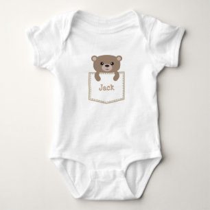 cute bear in pocket personalized baby bodysuit