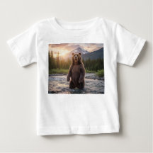 Cute Bear in the Mountains Baby T-Shirt