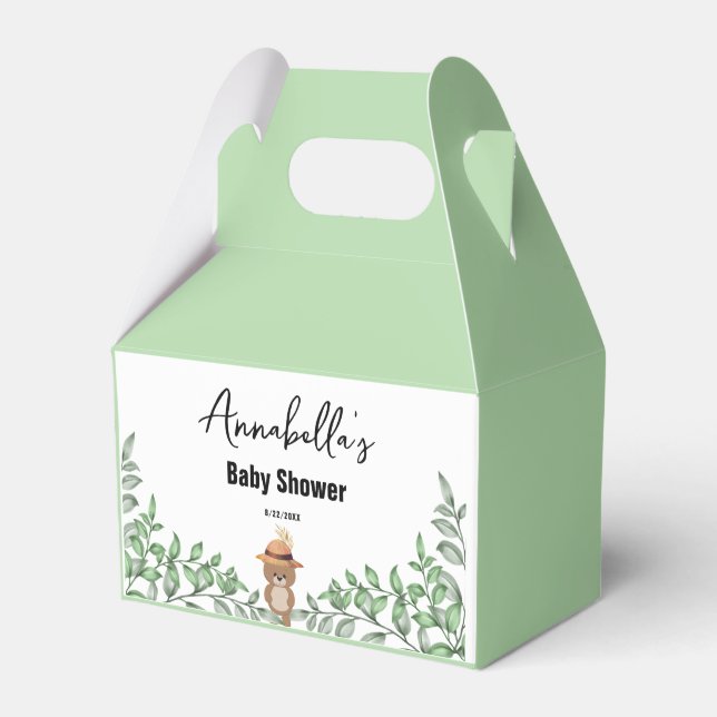 Cute Bear in the Wood Baby Shower  Favor Box (Front Side)