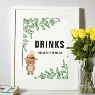 Cute Bear In the Wood Drinks Baby Shower   Poster