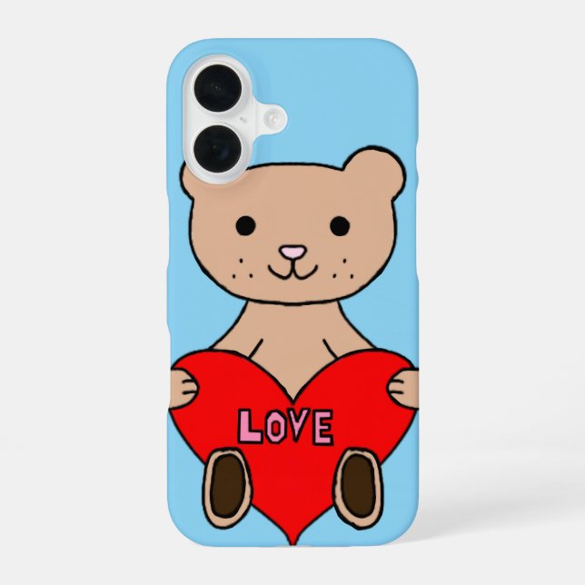 Cute bear  iPhone 16 case (Back)