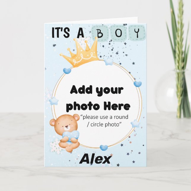 Cute bear It's A Boy Greetings Card (Front)