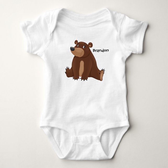 Cute Bear Jersey Sleeper Baby Bodysuit (Front)