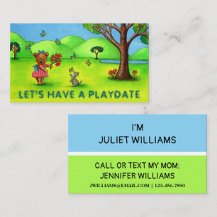 Cute Bear & Kitty Mommy Playdate Calling Card