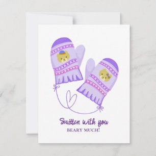 Cute Bear Love Purple Mittens Valentine's Day Card