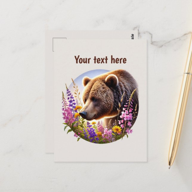 Cute bear lovers customizable  postcard (Front/Back In Situ)