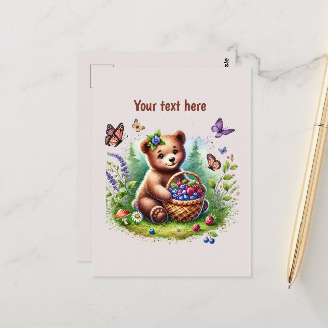 Cute bear lovers customizable postcard (Front/Back In Situ)