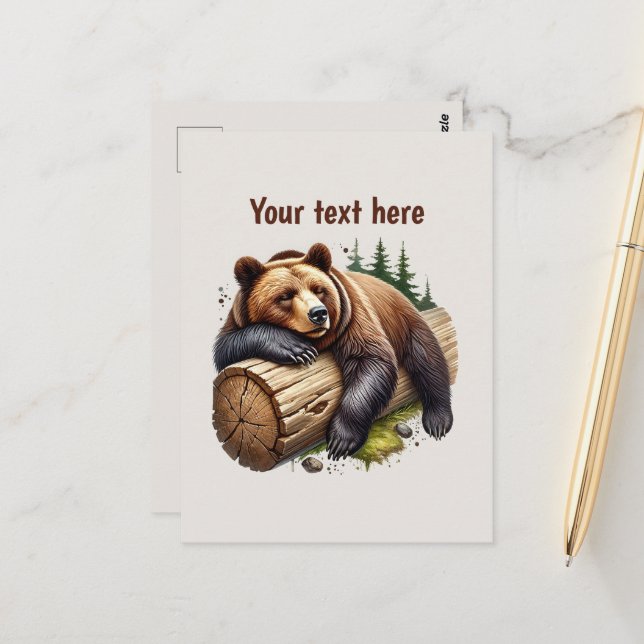 Cute bear lovers customizable  postcard (Front/Back In Situ)