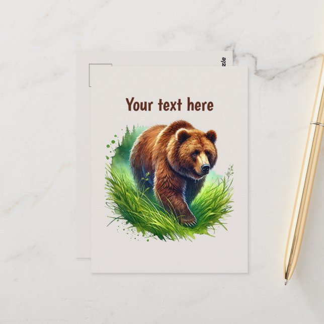 Cute bear lovers customizable  postcard (Front/Back In Situ)