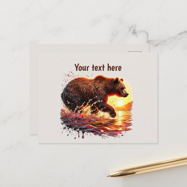Cute bear lovers customizable  postcard (Front/Back In Situ)