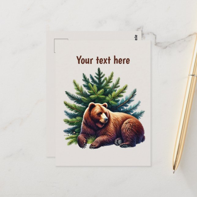 Cute bear lovers customizable  postcard (Front/Back In Situ)
