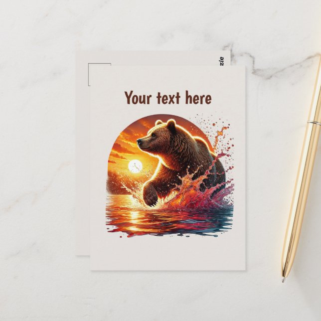 Cute bear lovers customizable  postcard (Front/Back In Situ)