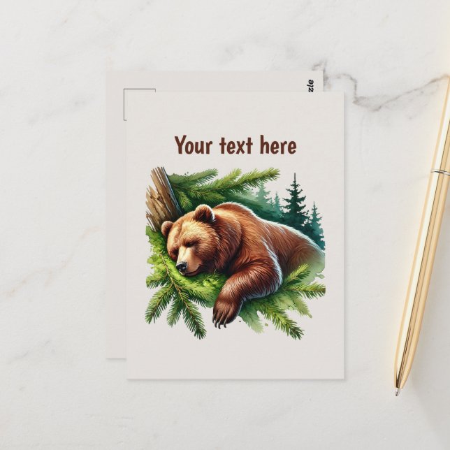 Cute bear lovers customizable  postcard (Front/Back In Situ)