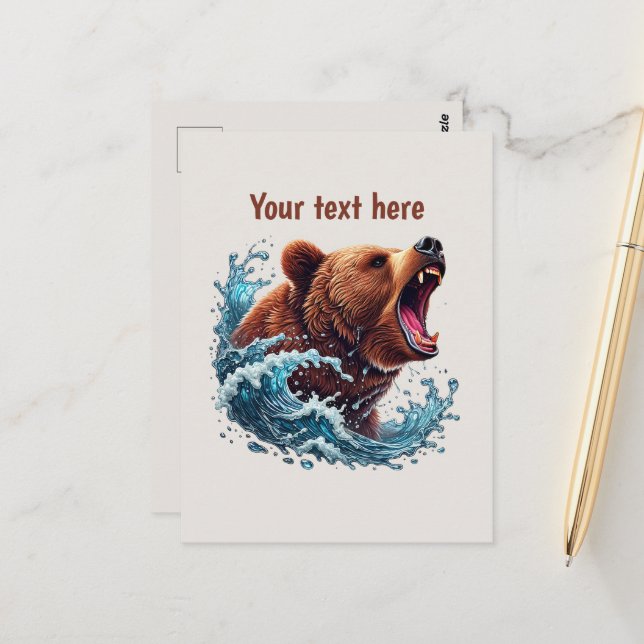 Cute bear lovers customizable  postcard (Front/Back In Situ)
