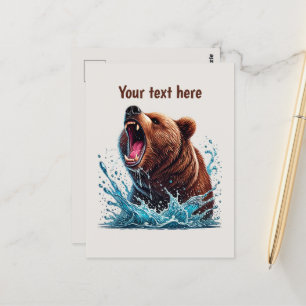 Cute bear lovers customizable  postcard