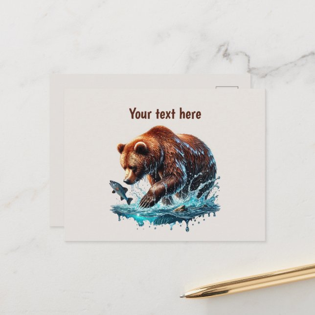 Cute bear lovers customizable  postcard (Front/Back In Situ)