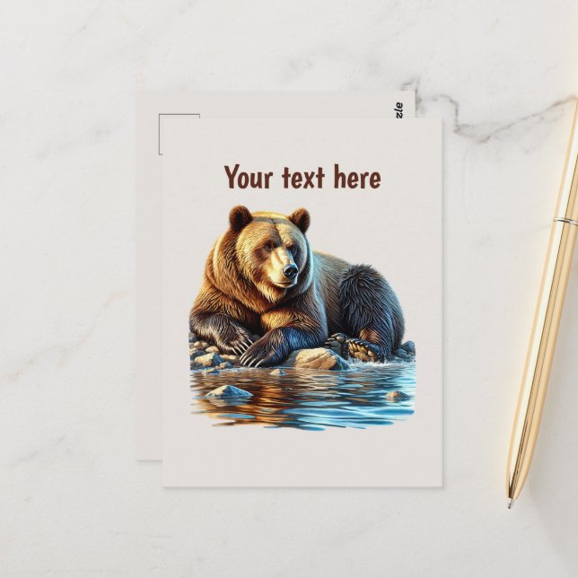Cute bear lovers customizable  postcard (Front/Back In Situ)