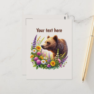 Cute bear lovers customizable postcard