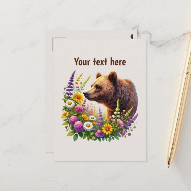 Cute bear lovers customizable  postcard (Front/Back In Situ)