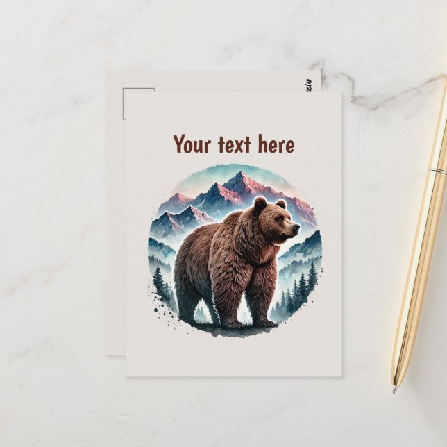 Cute bear lovers customizable  postcard (Front/Back In Situ)