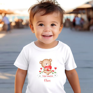 Cute Bear Mister Valentine Boy Personalized Name Toddler T-shirt
