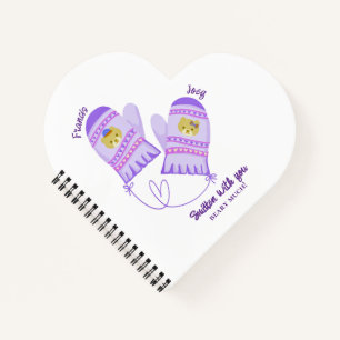 Cute Bear Mittens Personalized Valentines Day Gift Notebook