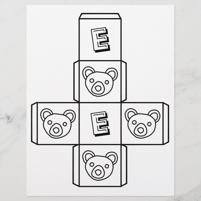 Cute Bear Monogram Pattern Paper Craft Box (Front)