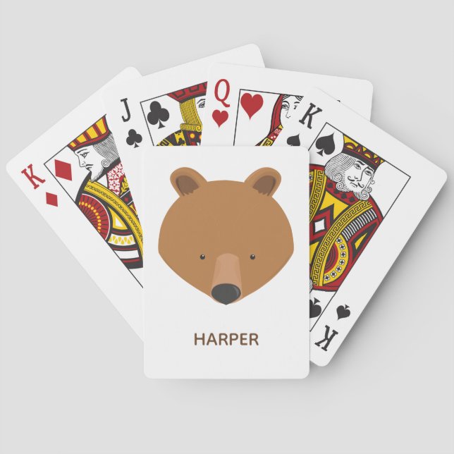 Cute Bear Name Animal Playing Cards (Back)