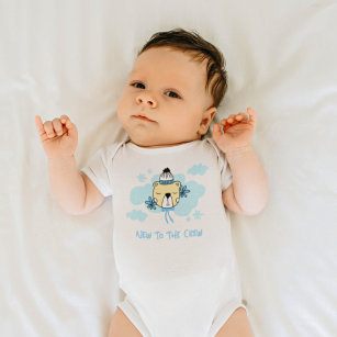Cute Bear New To The Crew Blue Baby Boy Baby Baby Bodysuit