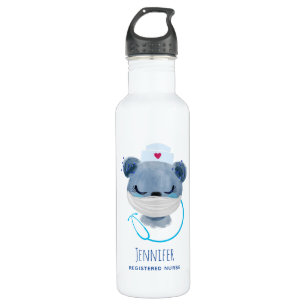 Cute Bear Nurse Wearing a Mask 710 Ml Water Bottle