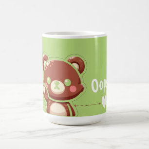 Cute Bear “Oops!” Green Classic Mug – Kawaii Bear 