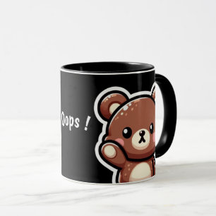 Cute Bear Oops Mug Funny Kawaii Coffee Cup