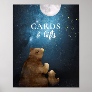 Cute Bear Over The Moon Cards Gifts Poster