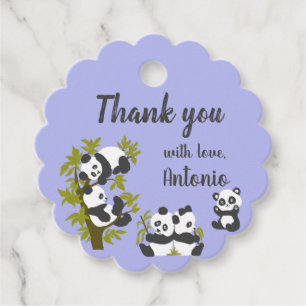 Cute Bear Pandas Party Boy Birthday Gift Thank you Favour Tags
