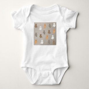 Cute Bear Pattern  Baby Bodysuit