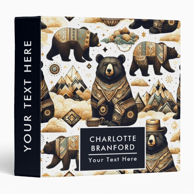 Cute Bear Pattern Binder (Front/Spine)