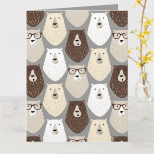 Cute Bear Pattern Fathers Day Gift Funny Dad Bear Card