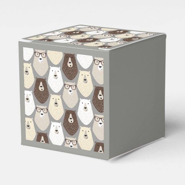 Cute Bear Pattern Fathers Day Gift Funny Dad Bear Favor Box (Front Side)