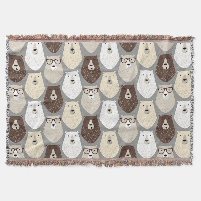 Cute Bear Pattern Fathers Day Gift Funny Dad Bear Throw Blanket (Front)