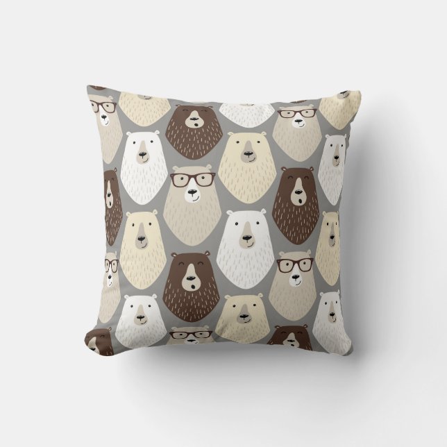 Cute Bear Pattern Fathers Day Gift Funny Dad Bear Throw Pillow (Front)